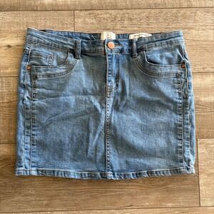 Cotton On 91 Denim Mini Skirt Women Size 8 Blue Stretch Casual Short Jean‎ Skirt